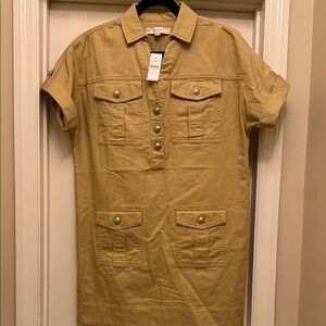 Stylish Tan Button-Up Dress